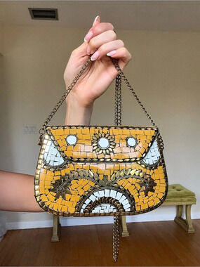 Mosaic Shoulder Bag in Yellow & White Like New